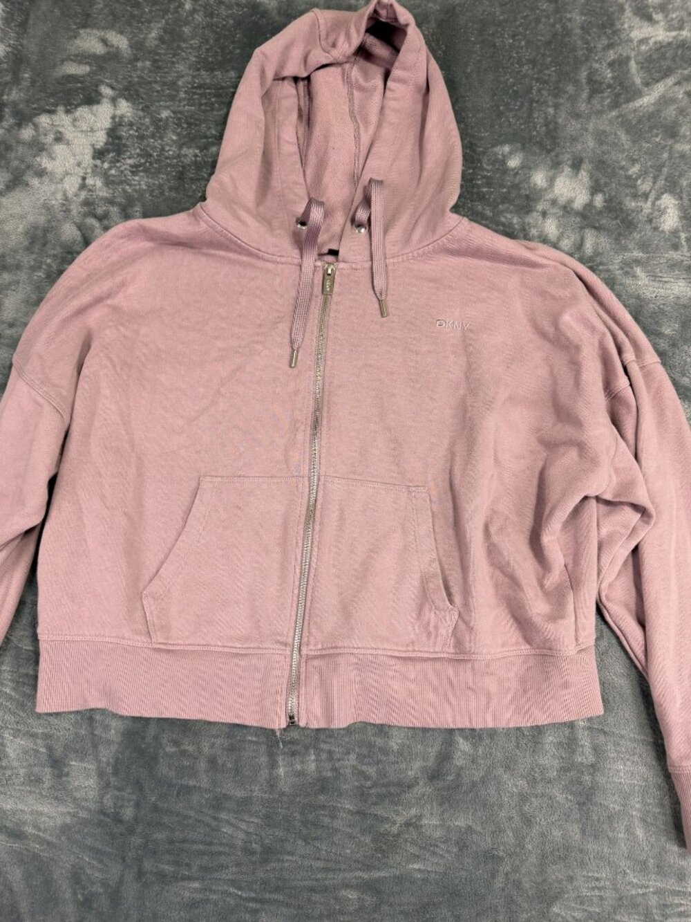 DKNY Womens Mauve Pink Full-Zip Drawstring Hoodie XXL
